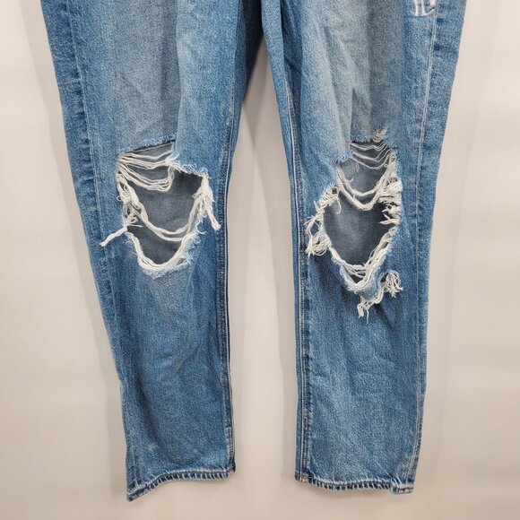 American Eagle Mom Jeans Denim Pant Women Size 12 Regular NWT Distressed Hi Rise - Picture 3 of 16